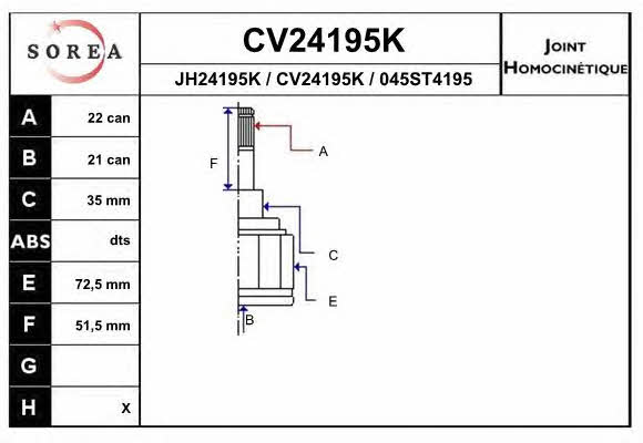 EAI CV24195K Przegub homokinetyczny CV24195K: Dobra cena w Polsce na 2407.PL - Kup Teraz!