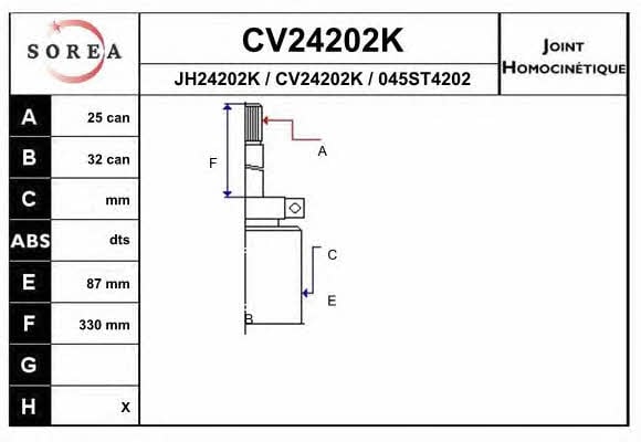 EAI CV24202K CV joint CV24202K: Buy near me in Poland at 2407.PL - Good price!