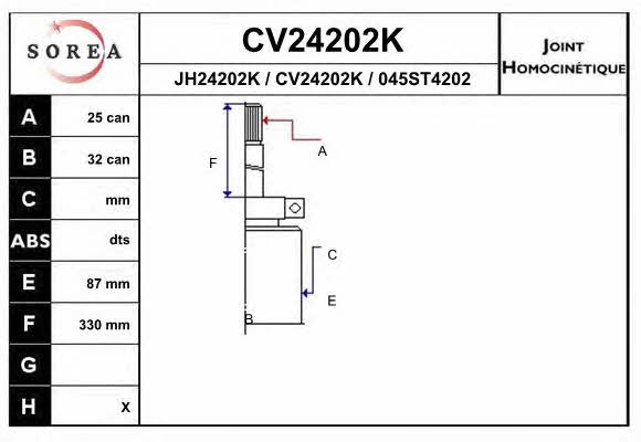 EAI CV24202K CV joint CV24202K: Buy near me in Poland at 2407.PL - Good price!