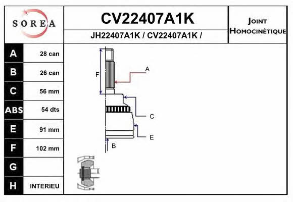 EAI CV22407A1K Przegub homokinetyczny CV22407A1K: Atrakcyjna cena w Polsce na 2407.PL - Zamów teraz!