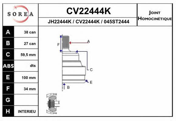 EAI CV22444K Шарнир равных угловых скоростей (ШРУС) CV22444K: Отличная цена - Купить в Польше на 2407.PL!