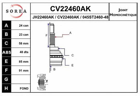 EAI CV22460AK CV joint CV22460AK: Buy near me in Poland at 2407.PL - Good price!