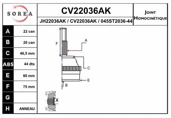 EAI CV22036AK Przegub homokinetyczny CV22036AK: Dobra cena w Polsce na 2407.PL - Kup Teraz!