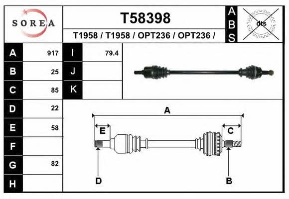 EAI T58398 Drive shaft T58398: Buy near me in Poland at 2407.PL - Good price!