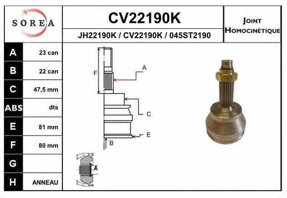 EAI CV22190K CV joint CV22190K: Buy near me in Poland at 2407.PL - Good price!