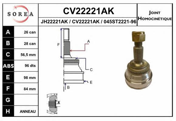 EAI CV22221AK Przegub homokinetyczny CV22221AK: Dobra cena w Polsce na 2407.PL - Kup Teraz!