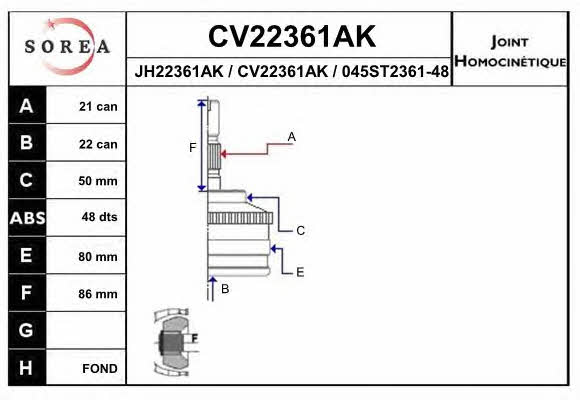 EAI CV22361AK Przegub homokinetyczny CV22361AK: Dobra cena w Polsce na 2407.PL - Kup Teraz!