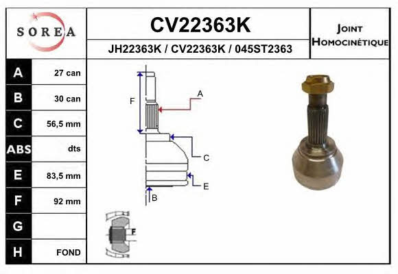 EAI CV22363K Шарнир равных угловых скоростей (ШРУС) CV22363K: Отличная цена - Купить в Польше на 2407.PL!