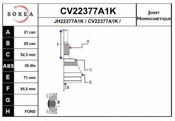 EAI CV22377A1K Przegub homokinetyczny CV22377A1K: Atrakcyjna cena w Polsce na 2407.PL - Zamów teraz!