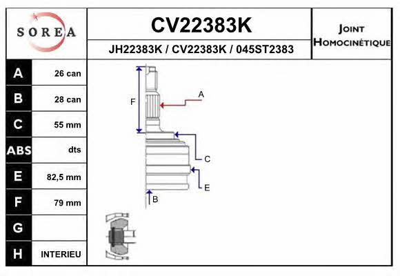 EAI CV22383K Przegub homokinetyczny CV22383K: Dobra cena w Polsce na 2407.PL - Kup Teraz!