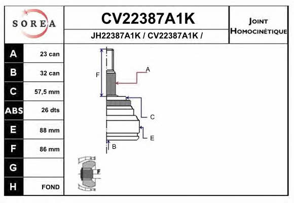 EAI CV22387A1K Przegub homokinetyczny CV22387A1K: Dobra cena w Polsce na 2407.PL - Kup Teraz!