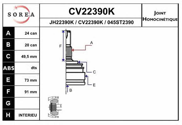 EAI CV22390K CV joint CV22390K: Buy near me in Poland at 2407.PL - Good price!