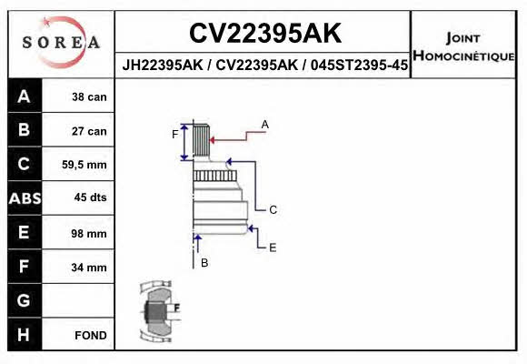 EAI CV22395AK Шарнир равных угловых скоростей (ШРУС) CV22395AK: Отличная цена - Купить в Польше на 2407.PL!