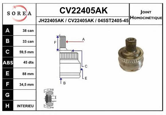 EAI CV22405AK Przegub homokinetyczny CV22405AK: Dobra cena w Polsce na 2407.PL - Kup Teraz!
