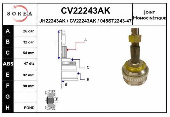 EAI CV22243AK CV joint CV22243AK: Buy near me in Poland at 2407.PL - Good price!