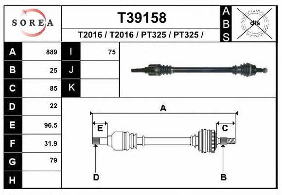 EAI T39158 Drive shaft T39158: Buy near me in Poland at 2407.PL - Good price!