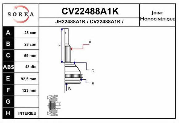 EAI CV22488A1K Шарнир равных угловых скоростей (ШРУС) CV22488A1K: Отличная цена - Купить в Польше на 2407.PL!