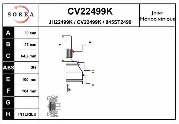 EAI CV22499K Шарнир равных угловых скоростей (ШРУС) CV22499K: Отличная цена - Купить в Польше на 2407.PL!