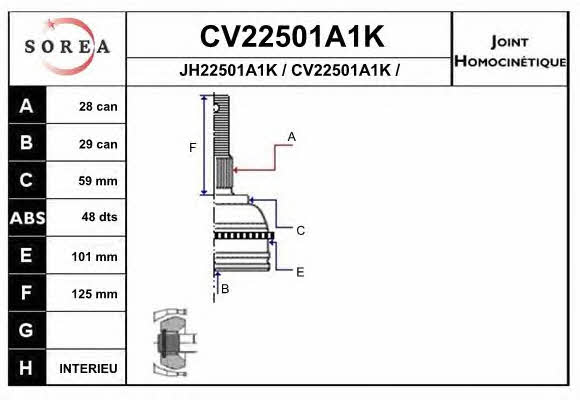 EAI CV22501A1K Шарнир равных угловых скоростей (ШРУС) CV22501A1K: Отличная цена - Купить в Польше на 2407.PL!