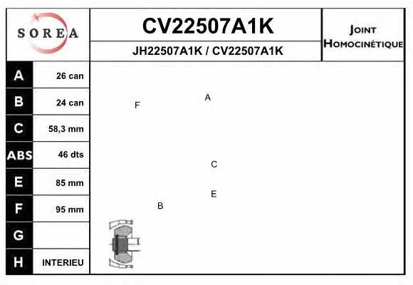 EAI CV22507A1K Шарнир равных угловых скоростей (ШРУС) CV22507A1K: Отличная цена - Купить в Польше на 2407.PL!