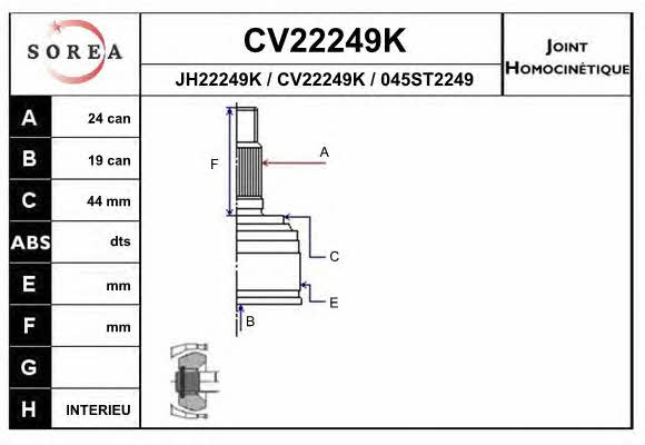 EAI CV22249K Шарнир равных угловых скоростей (ШРУС) CV22249K: Отличная цена - Купить в Польше на 2407.PL!