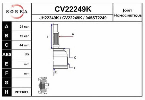 EAI CV22249K Przegub homokinetyczny CV22249K: Dobra cena w Polsce na 2407.PL - Kup Teraz!