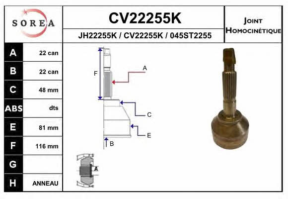 EAI CV22255K Przegub homokinetyczny CV22255K: Dobra cena w Polsce na 2407.PL - Kup Teraz!