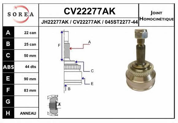 EAI CV22277AK Шарнір рівних кутових швидкостей (ШРКШ) CV22277AK: Приваблива ціна - Купити у Польщі на 2407.PL!