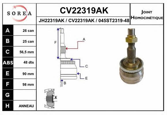 EAI CV22319AK Шарнір рівних кутових швидкостей (ШРКШ) CV22319AK: Приваблива ціна - Купити у Польщі на 2407.PL!