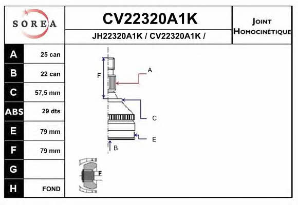 EAI CV22320A1K Шарнир равных угловых скоростей (ШРУС) CV22320A1K: Отличная цена - Купить в Польше на 2407.PL!