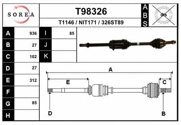 EAI T98326 Вал приводной T98326: Отличная цена - Купить в Польше на 2407.PL!