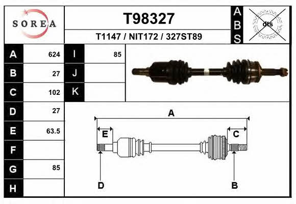 EAI T98327 Вал приводной T98327: Отличная цена - Купить в Польше на 2407.PL!