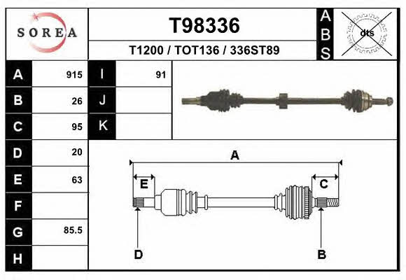 EAI T98336 Drive shaft T98336: Buy near me in Poland at 2407.PL - Good price!