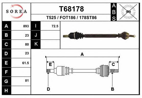 EAI T68178 Drive shaft T68178: Buy near me in Poland at 2407.PL - Good price!