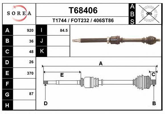 EAI T68406 Drive shaft T68406: Buy near me in Poland at 2407.PL - Good price!