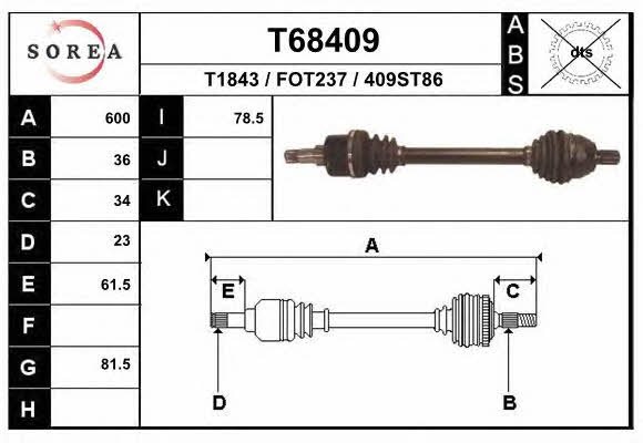 EAI T68409 Drive shaft T68409: Buy near me in Poland at 2407.PL - Good price!