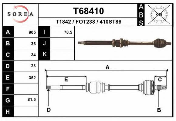 EAI T68410 Drive shaft T68410: Buy near me in Poland at 2407.PL - Good price!