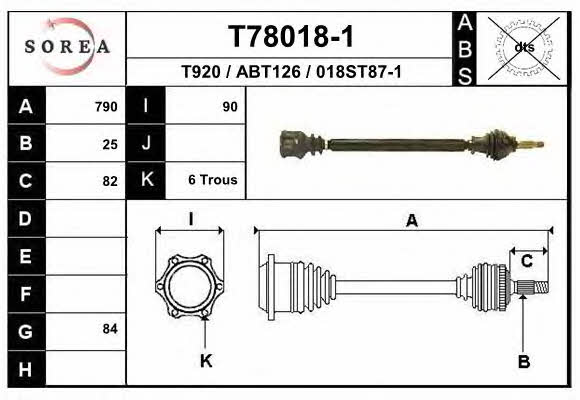 EAI T78018-1 Drive shaft T780181: Buy near me in Poland at 2407.PL - Good price!