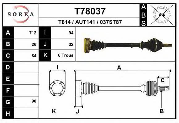 EAI T78037 Drive shaft T78037: Buy near me in Poland at 2407.PL - Good price!