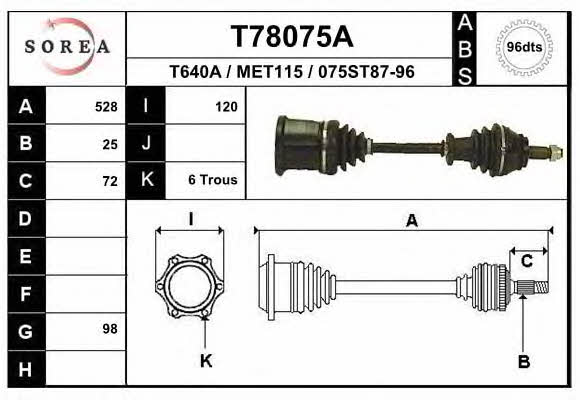 EAI T78075A Drive shaft T78075A: Buy near me in Poland at 2407.PL - Good price!