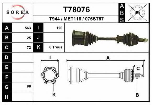 EAI T78076 Drive shaft T78076: Buy near me in Poland at 2407.PL - Good price!