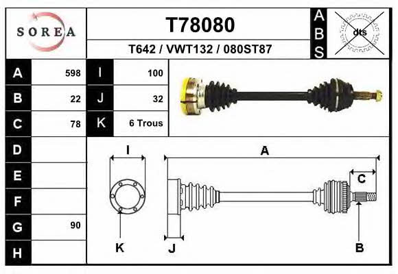 EAI T78080 Drive shaft T78080: Buy near me in Poland at 2407.PL - Good price!