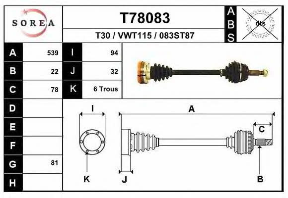 EAI T78083 Antriebswelle T78083: Kaufen Sie zu einem guten Preis in Polen bei 2407.PL!