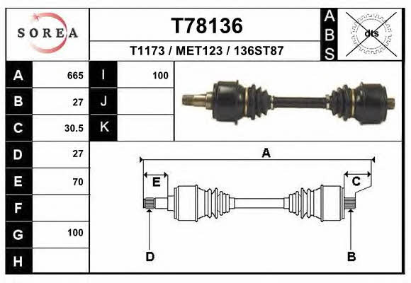 EAI T78136 Drive shaft T78136: Buy near me in Poland at 2407.PL - Good price!