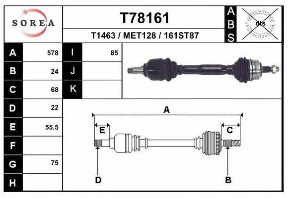 EAI T78161 Drive shaft T78161: Buy near me in Poland at 2407.PL - Good price!