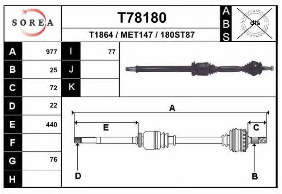 EAI T78180 Вал приводной T78180: Отличная цена - Купить в Польше на 2407.PL!