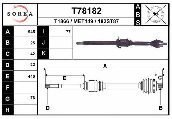 EAI T78182 Drive shaft T78182: Buy near me in Poland at 2407.PL - Good price!