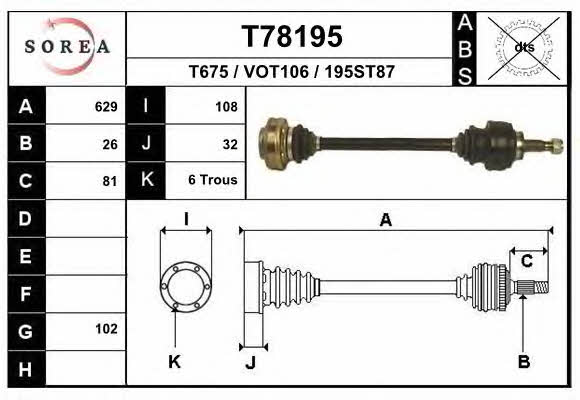 EAI T78195 Drive shaft T78195: Buy near me in Poland at 2407.PL - Good price!