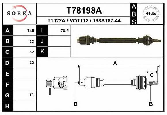 EAI T78198A Drive shaft T78198A: Buy near me in Poland at 2407.PL - Good price!