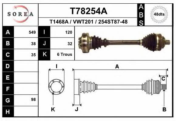 EAI T78254A Drive shaft T78254A: Buy near me in Poland at 2407.PL - Good price!